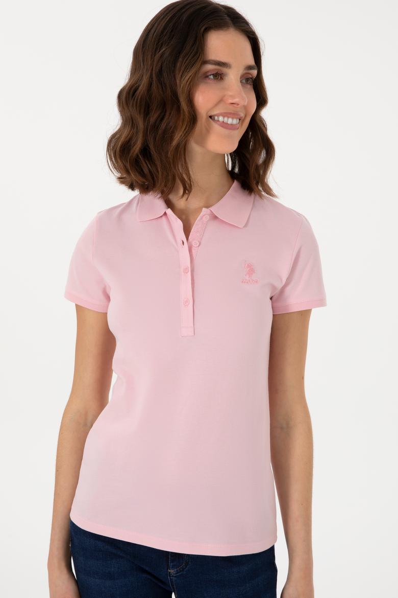 Kadın Açık Pembe Basic Polo Yaka Tişört - 50300896226