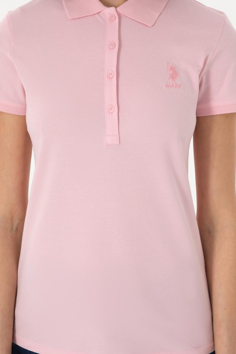 Kadın Açık Pembe Basic Polo Yaka Tişört - 50300896226