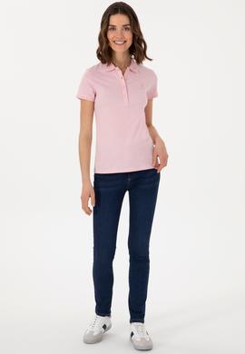 Kadın Açık Pembe Basic Polo Yaka Tişört - 50300896226