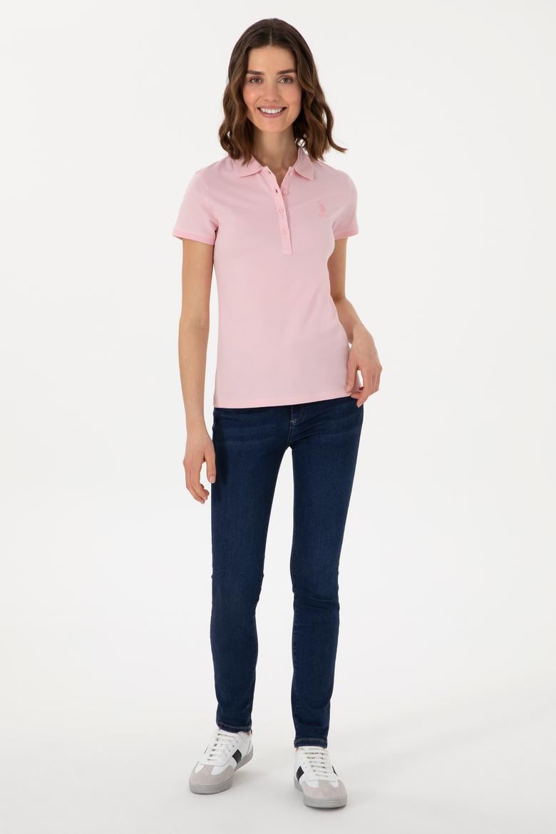 Kadın Açık Pembe Basic Polo Yaka Tişört - 50300896226