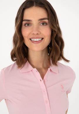 Kadın Açık Pembe Basic Polo Yaka Tişört - 50300896226