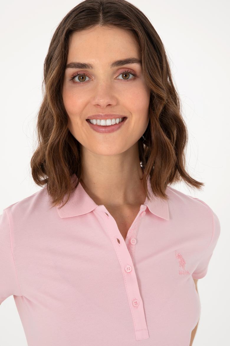 Kadın Açık Pembe Basic Polo Yaka Tişört - 50300896226