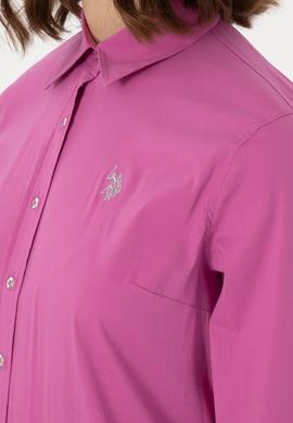 Kadın Fuşya Uzun Kollu Basic Gömlek - 50298112044