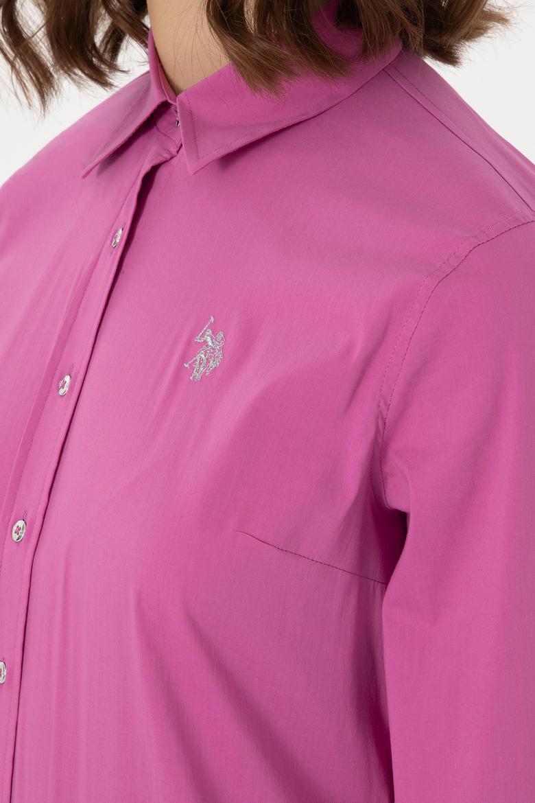 Kadın Fuşya Uzun Kollu Basic Gömlek - 50298112044