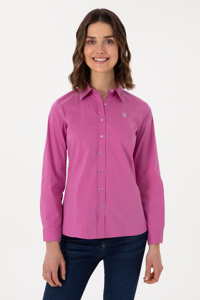 Kadın Fuşya Uzun Kollu Basic Gömlek