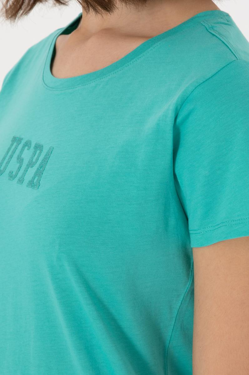 Kadın Mint Bisiklet Yaka Tişört