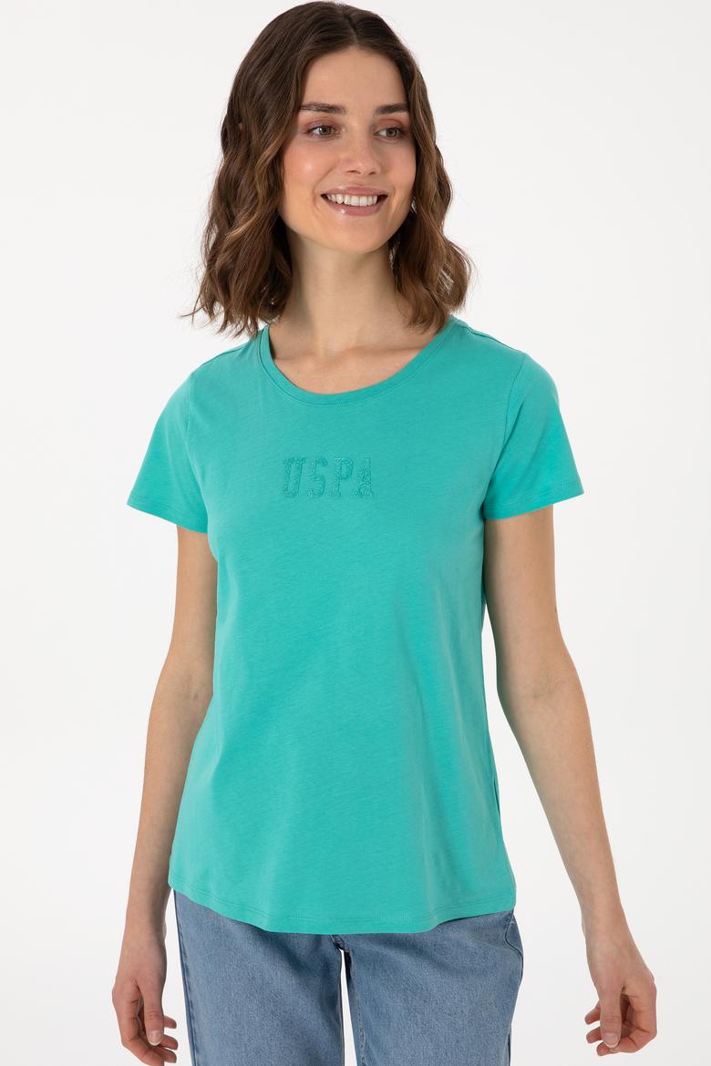 Kadın Mint Bisiklet Yaka Tişört - 50297454022