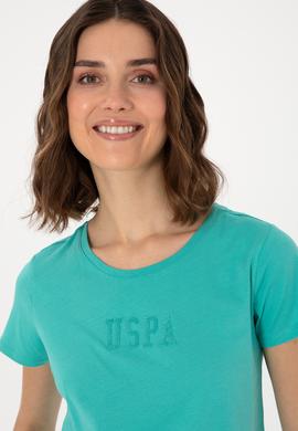 Kadın Mint Bisiklet Yaka Tişört - 50297454022