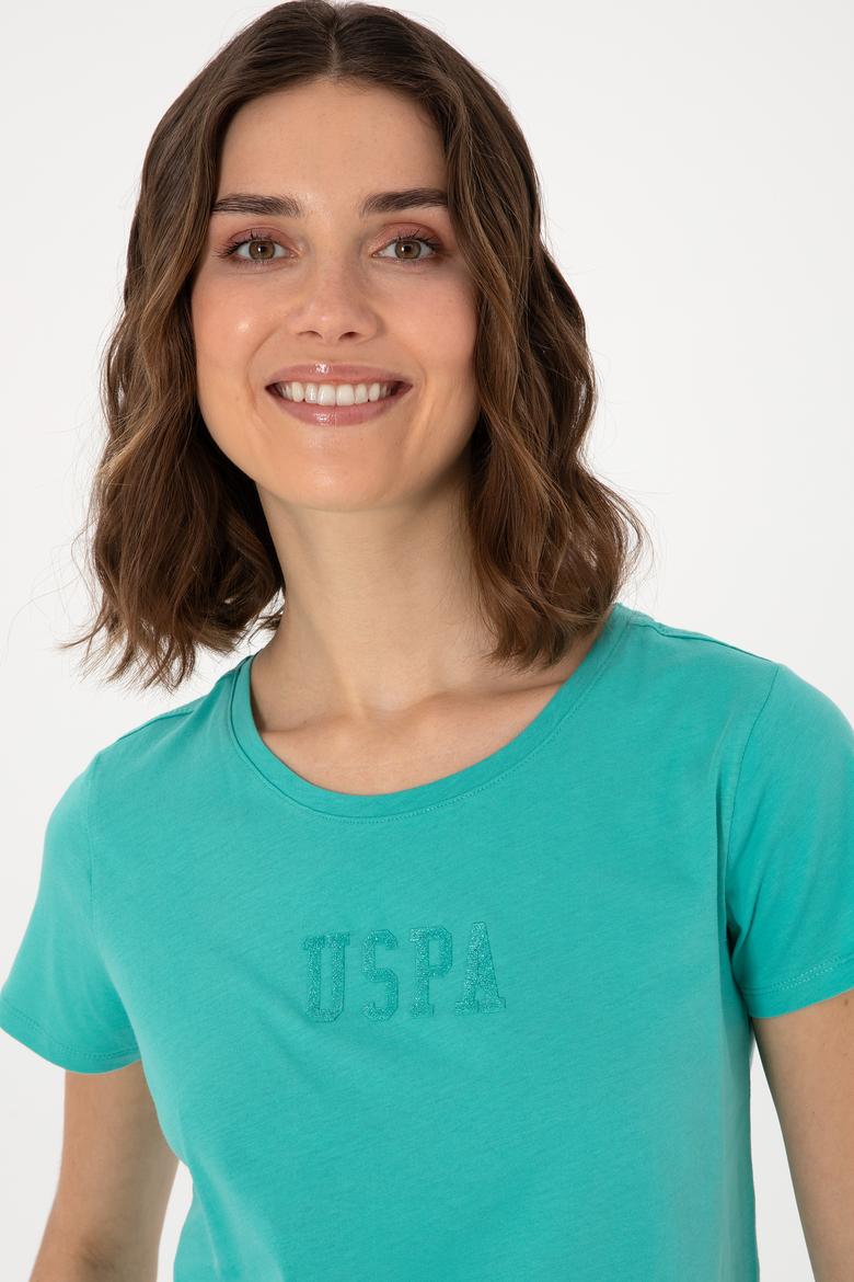 Kadın Mint Bisiklet Yaka Tişört - 50297454022