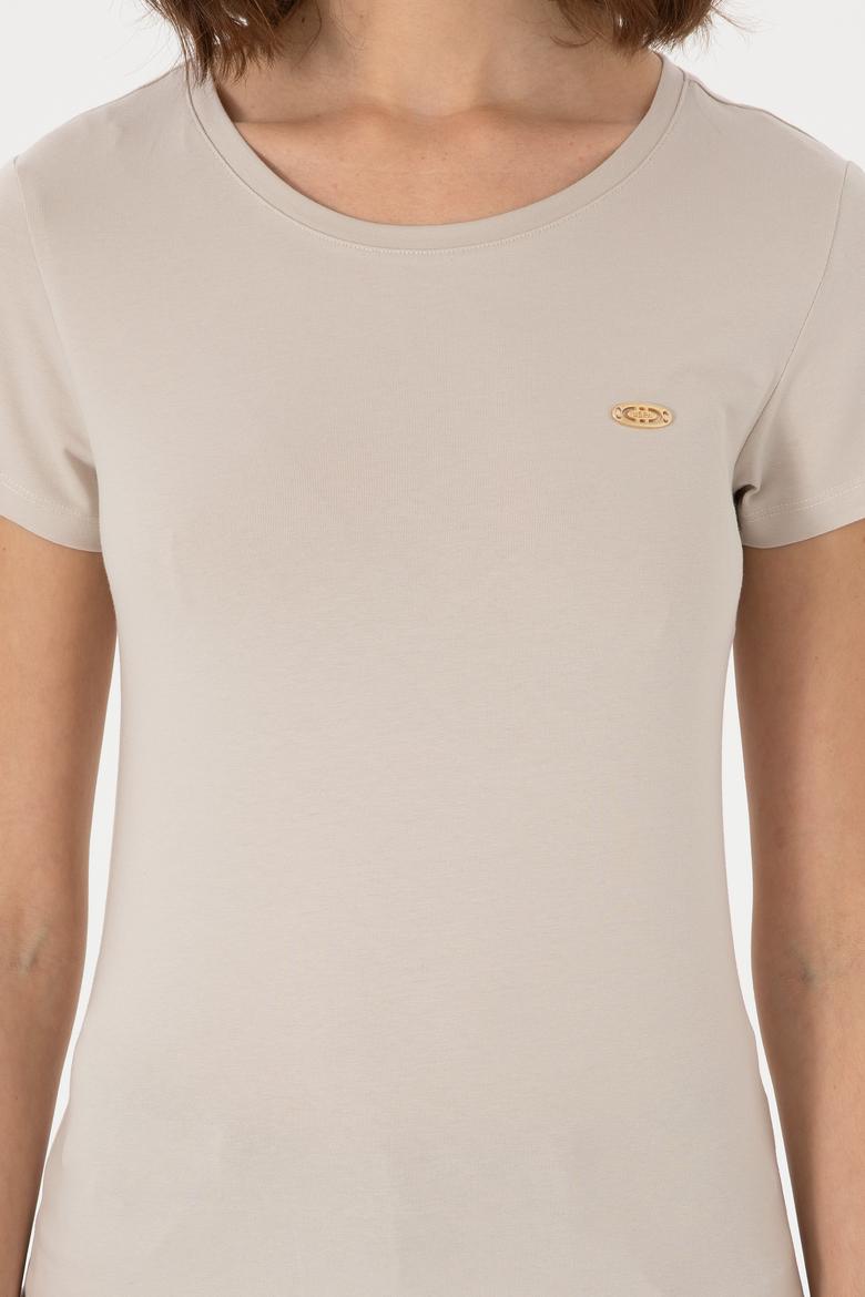 Kadın Taş Bisiklet Yaka Tişört - 50297915043