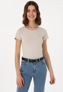 Kadın Taş Bisiklet Yaka Tişört - 50297915043