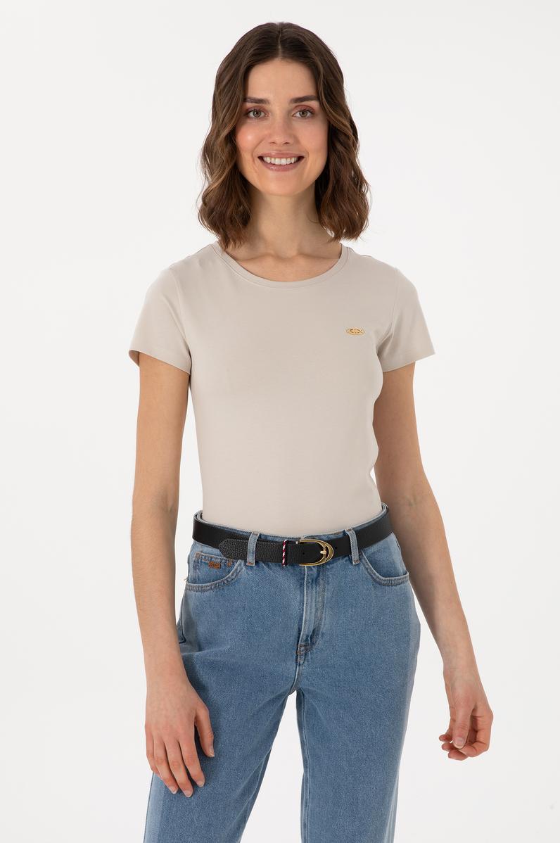 Kadın Taş Bisiklet Yaka Tişört