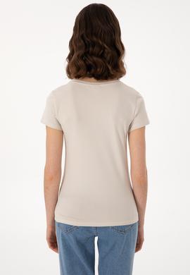 Kadın Taş Bisiklet Yaka Tişört - 50297915043