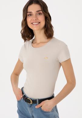 Kadın Taş Bisiklet Yaka Tişört - 50297915043