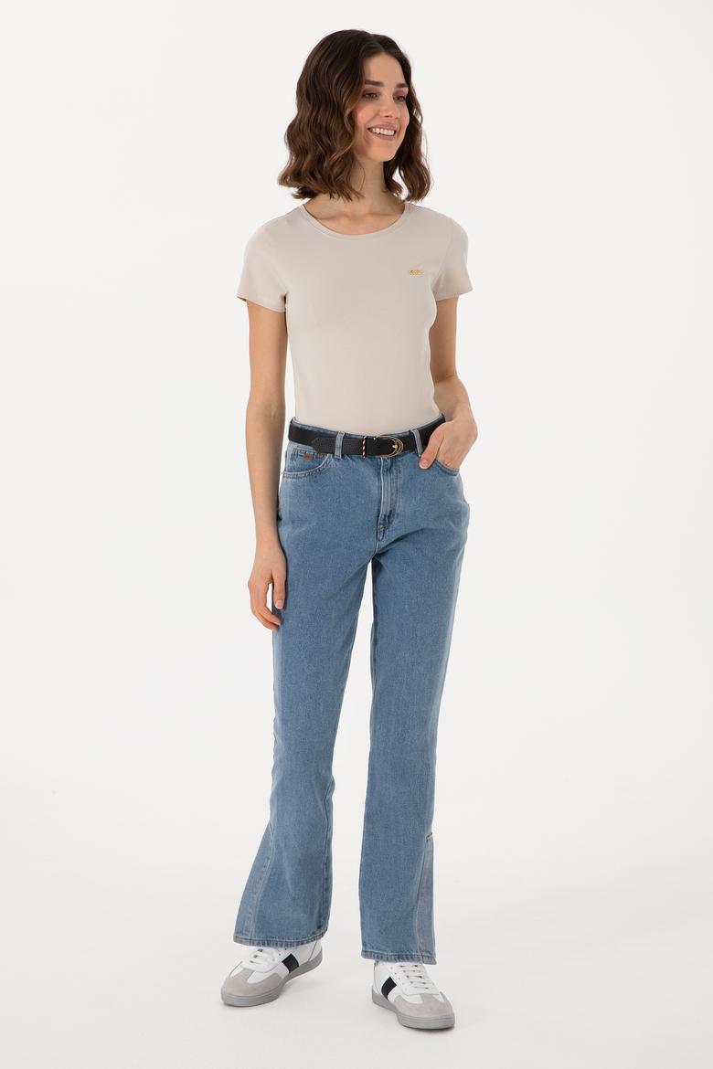 Kadın Taş Bisiklet Yaka Tişört - 50297915043