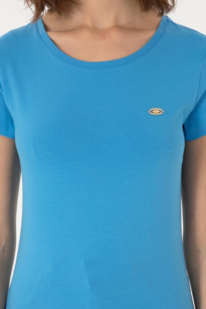 Kadın Turkuaz Bisiklet Yaka Tişört - 50297915055