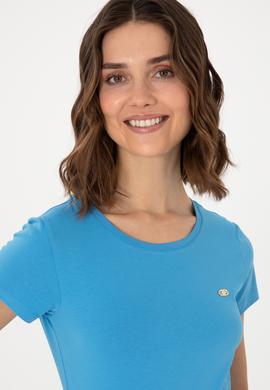 Kadın Turkuaz Bisiklet Yaka Tişört - 50297915055