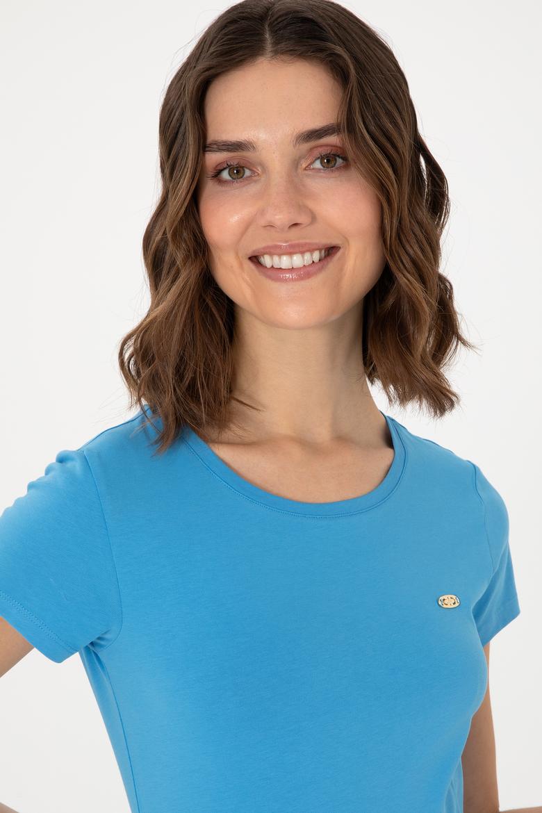 Kadın Turkuaz Bisiklet Yaka Tişört - 50297915055