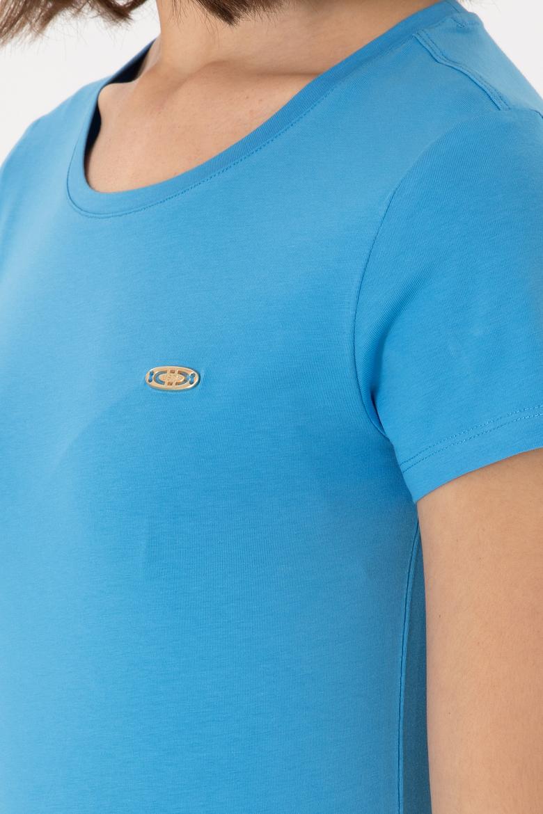 Kadın Turkuaz Bisiklet Yaka Tişört - 50297915055