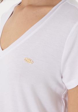 Kadın Beyaz V Yaka Basic Tişört - 50300829004