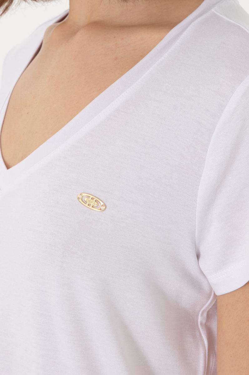 Kadın Beyaz V Yaka Basic Tişört