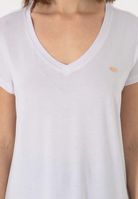 Kadın Beyaz V Yaka Basic Tişört - 50300829004