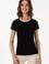Kadın Siyah Bisiklet Yaka Tişört