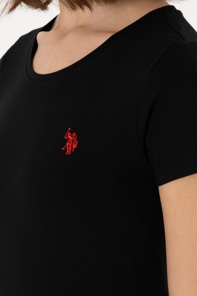 Kadın Siyah Bisiklet Yaka Tişört - 50300894037