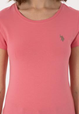 Kadın Koyu Pembe Bisiklet Yaka Tişört - 50300894064