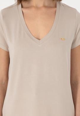 Kadın Taş V Yaka Basic Tişört - 50300829143