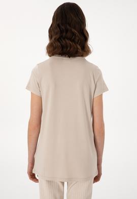 Kadın Taş V Yaka Basic Tişört - 50300829143