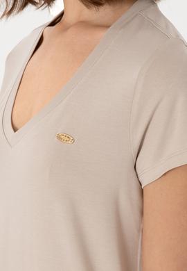 Kadın Taş V Yaka Basic Tişört - 50300829143