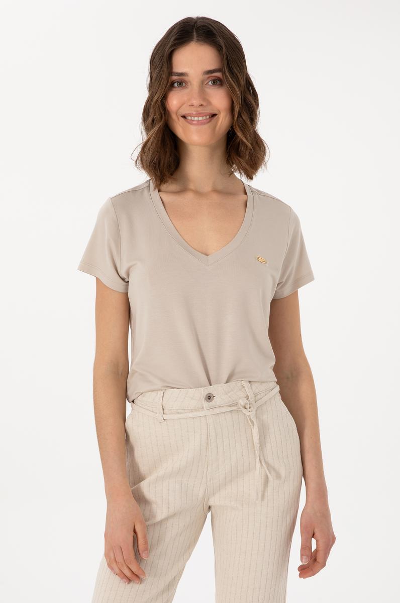 Kadın Taş V Yaka Basic Tişört