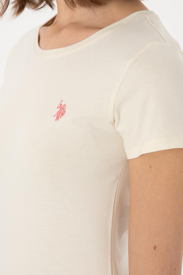 Kadın Krem Bisiklet Yaka Tişört - 50300894042