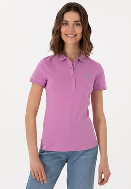 Kadın Fuşya Basic Polo Yaka Tişört - 50300896036