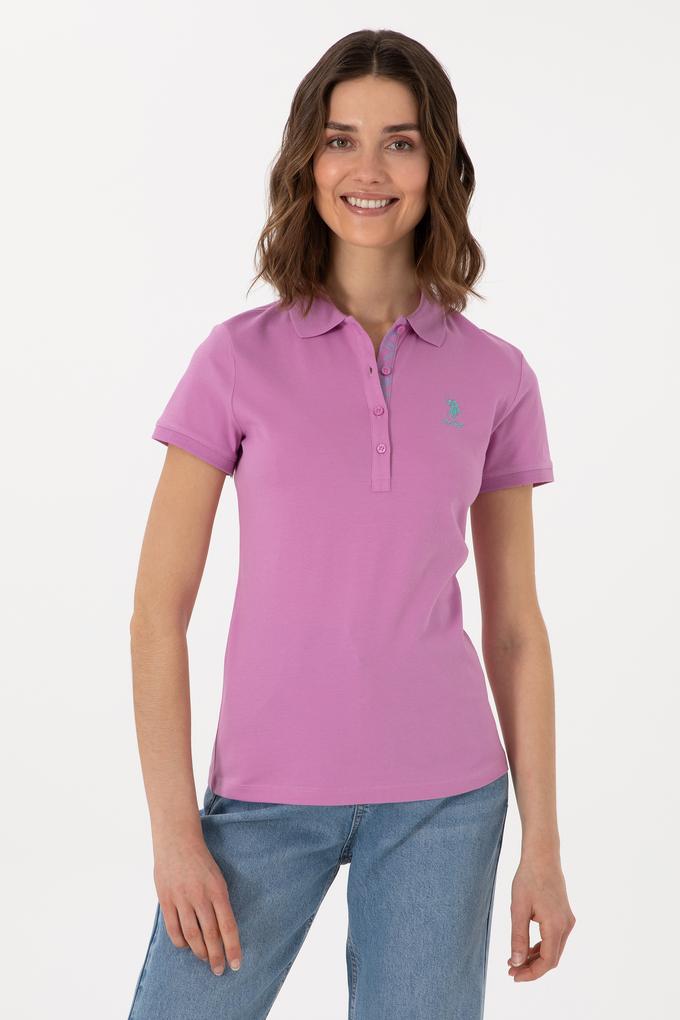 Kadın Fuşya Basic Polo Yaka Tişört