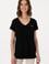 Kadın Siyah V Yaka Basic Tişört