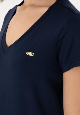 Kadın Lacivert V Yaka Basic Tişört - 50300829023