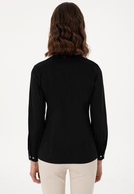 Kadın Siyah Uzun Kollu Basic Gömlek - 50298112023