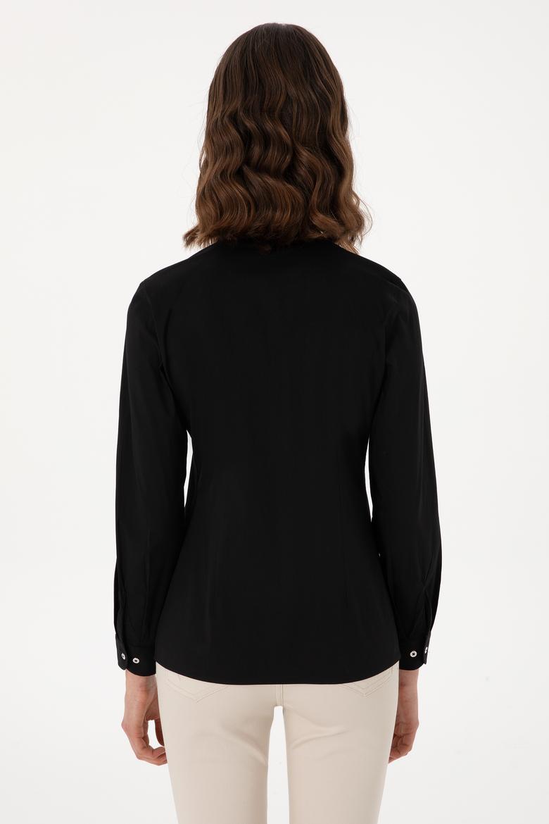 Kadın Siyah Uzun Kollu Basic Gömlek - 50298112023