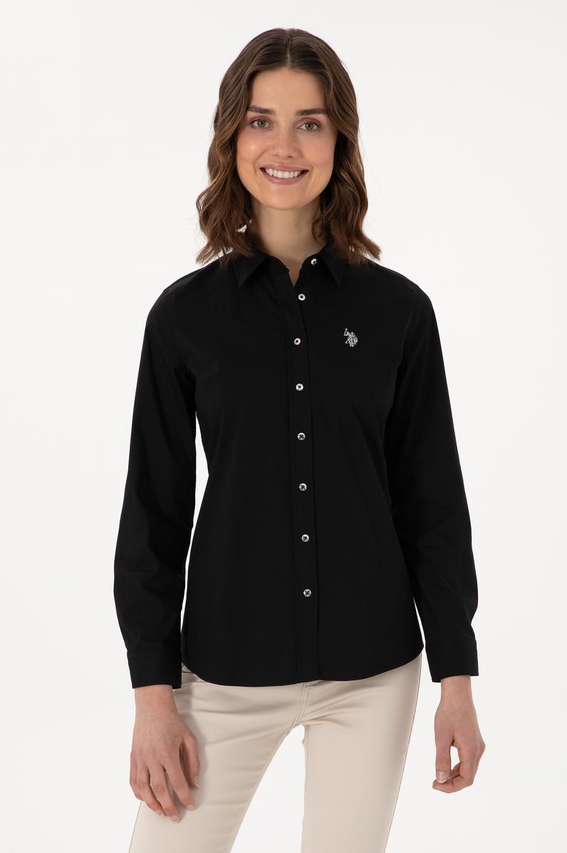 Kadın Siyah Uzun Kollu Basic Gömlek