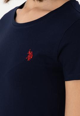 Kadın Lacivert Bisiklet Yaka Tişört - 50300894021