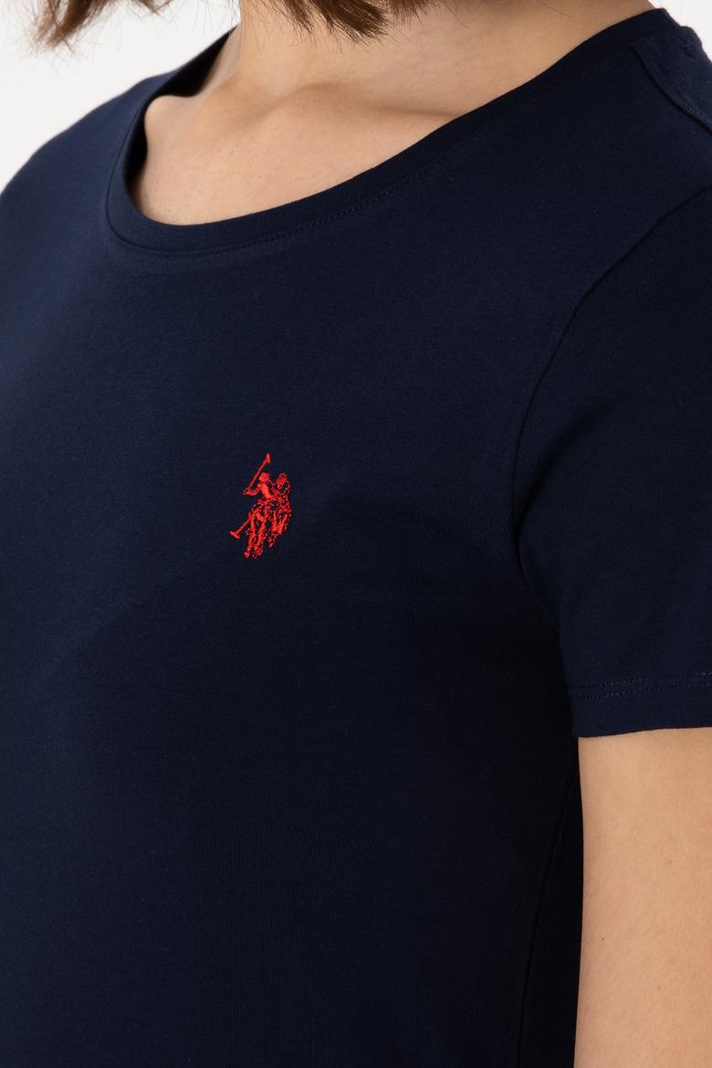 Kadın Lacivert Bisiklet Yaka Tişört - 50300894021