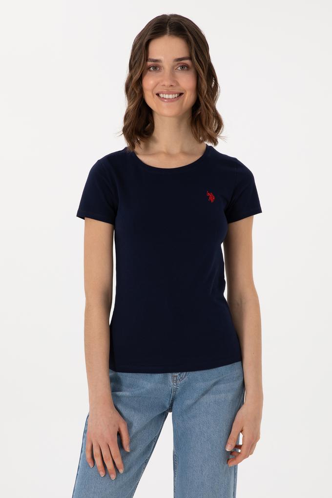 Kadın Lacivert Bisiklet Yaka Tişört