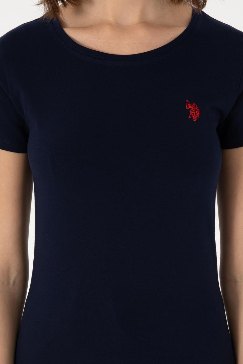 Kadın Lacivert Bisiklet Yaka Tişört - 50300894021