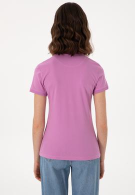 Kadın Fuşya Basic Polo Yaka Tişört - 50300896036