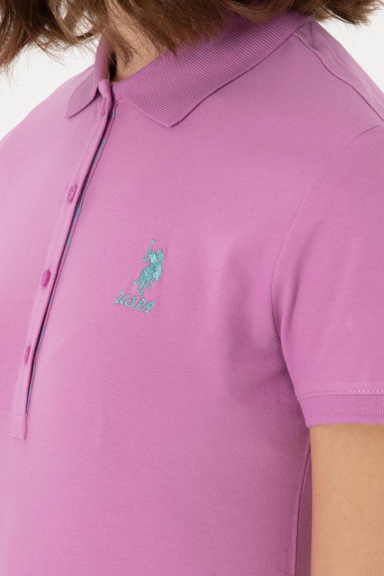 Kadın Fuşya Basic Polo Yaka Tişört - 50300896036