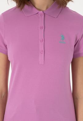 Kadın Fuşya Basic Polo Yaka Tişört - 50300896036