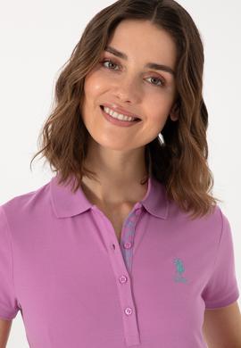 Kadın Fuşya Basic Polo Yaka Tişört - 50300896036