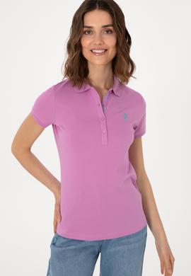 Kadın Fuşya Basic Polo Yaka Tişört - 50300896036